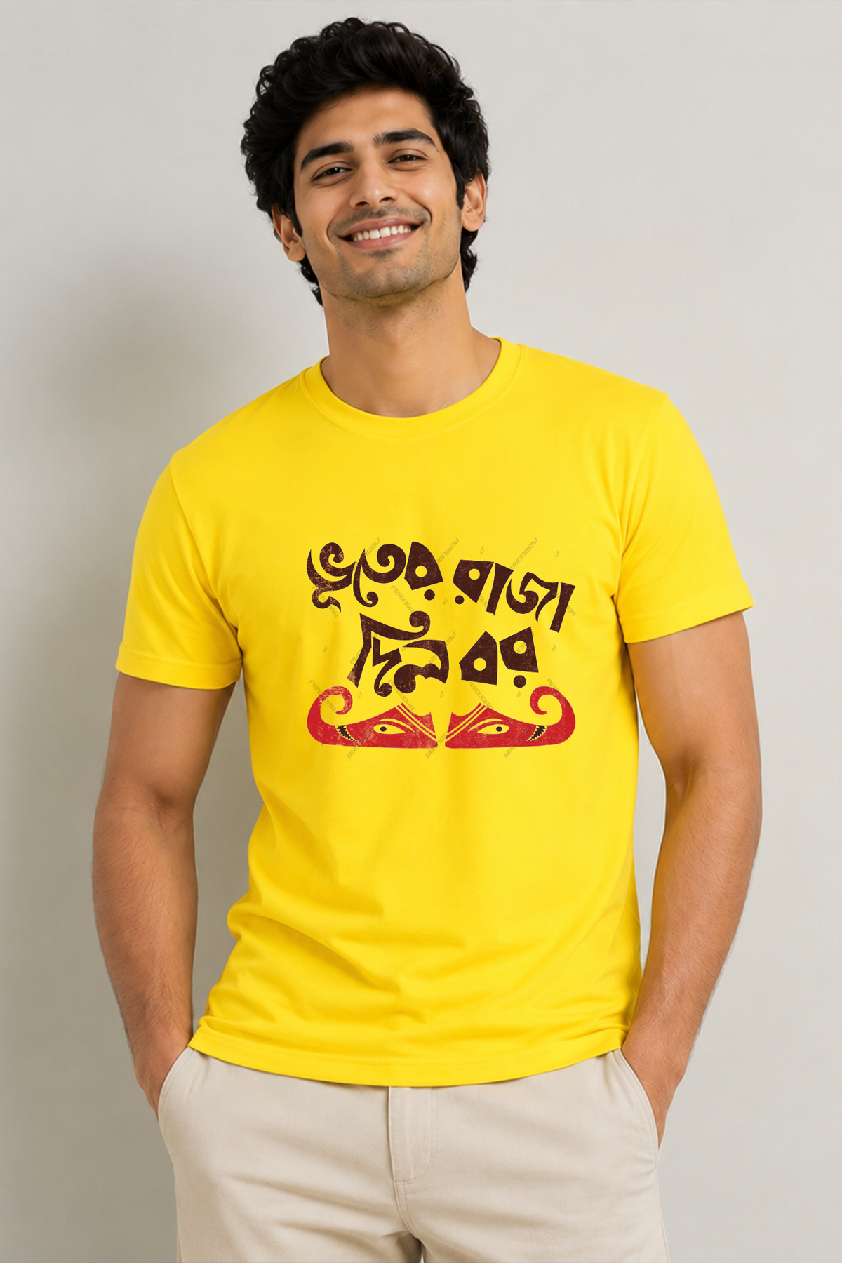 Bhooter raja dilo bor juto special half cotton TShirt
