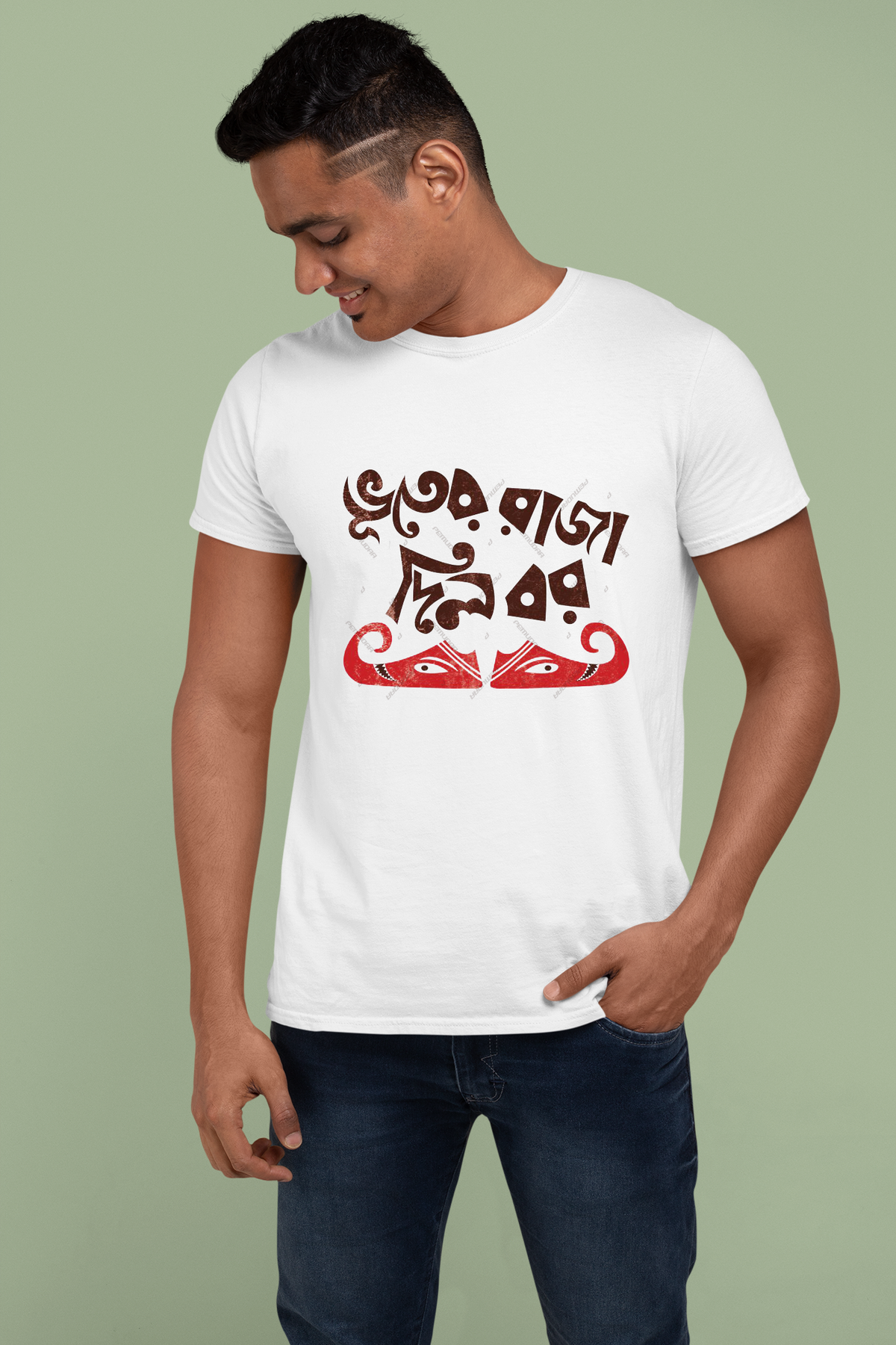Bhooter raja dilo bor juto special half cotton TShirt