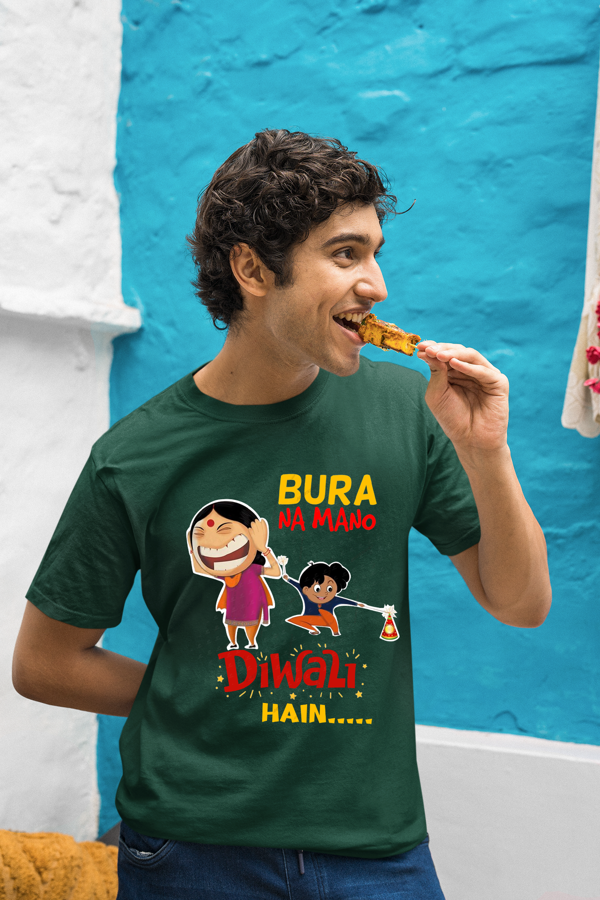 Bura Na mano Diwali Hai Black half cotton T shirt
