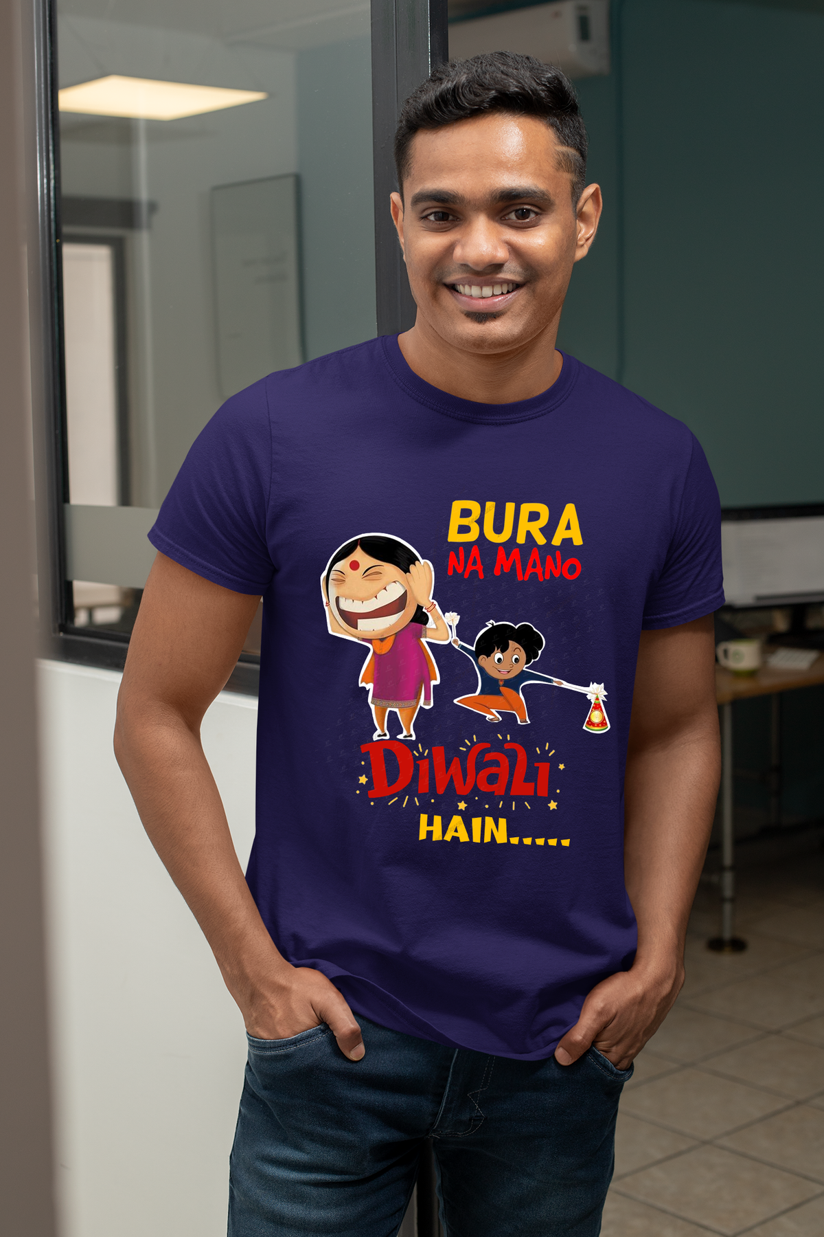 Bura Na mano Diwali Hai Black half cotton T shirt