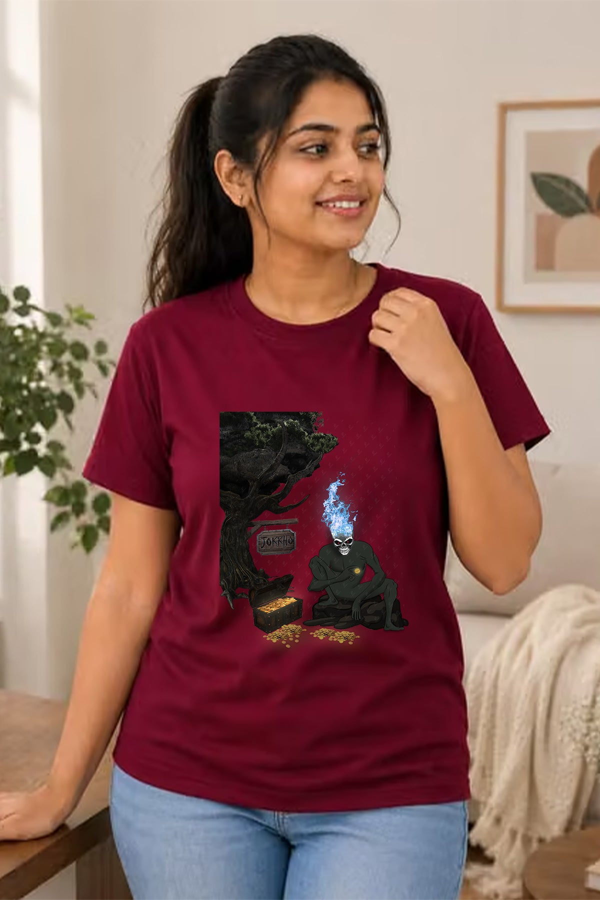 JOKHHO half bhoot special Cotton T shirt