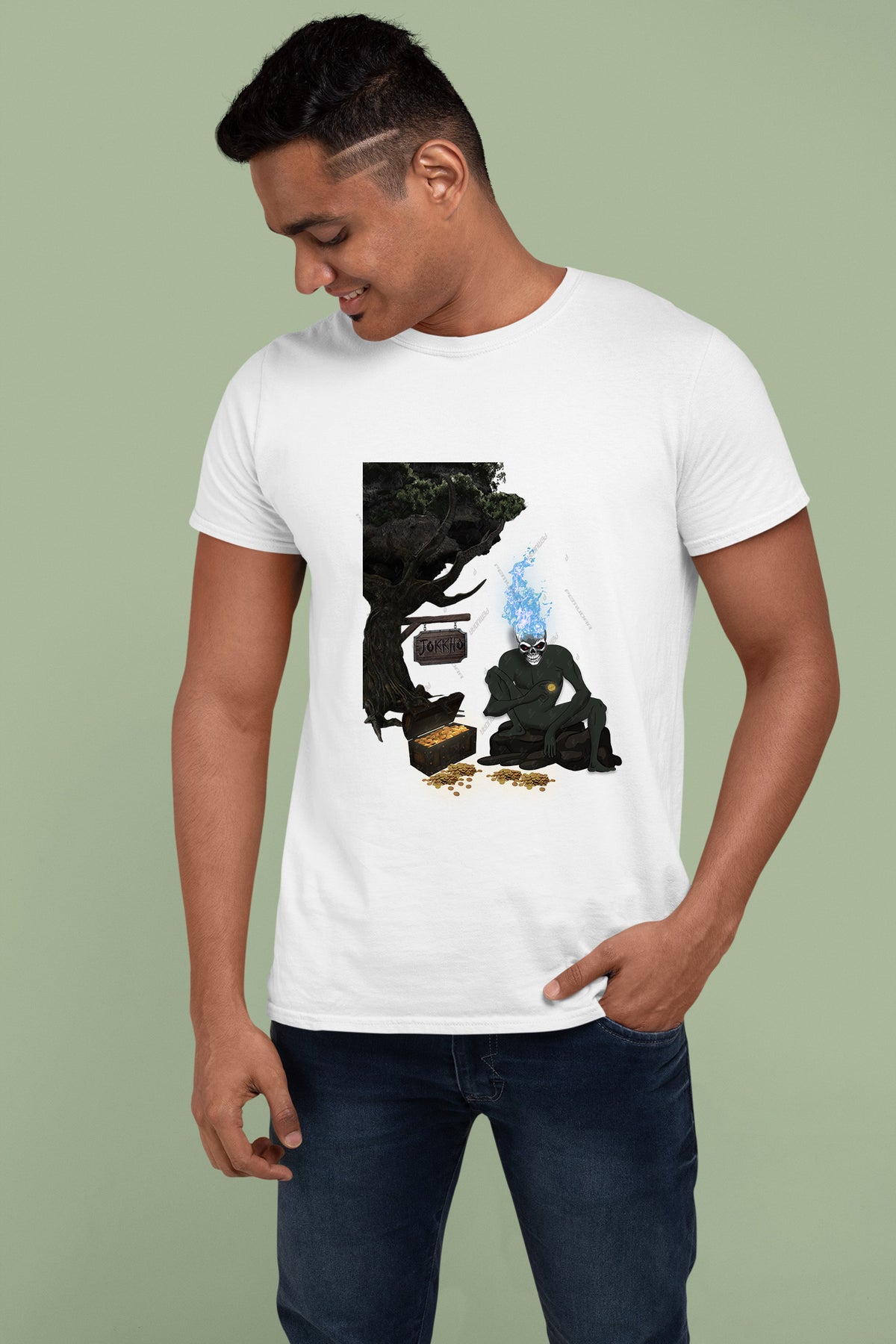 JOKHHO half bhoot special Cotton T shirt