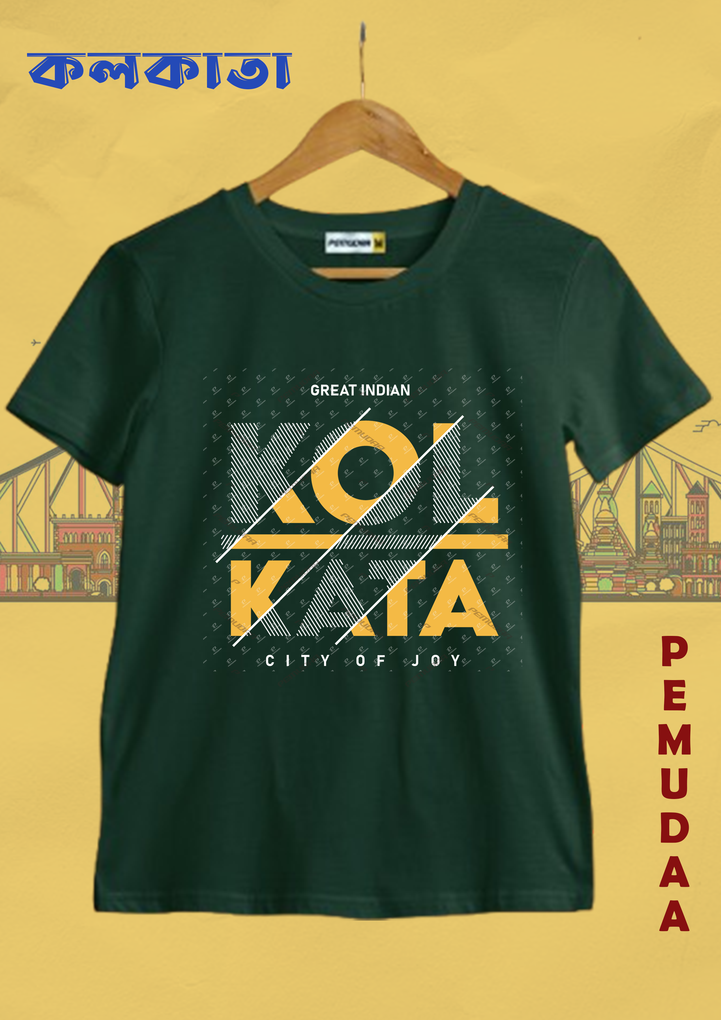 Kolkata Typography Design  Maroon Black Bottle green  navy blue Red T shirt