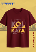 Kolkata Typography Design  Maroon Black Bottle green  navy blue Red T shirt