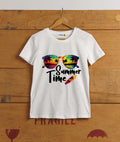 Summer Time Cotton Printed T Shirt - White