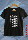 Again-Minimal Repeated Text Graphic T-Shirt