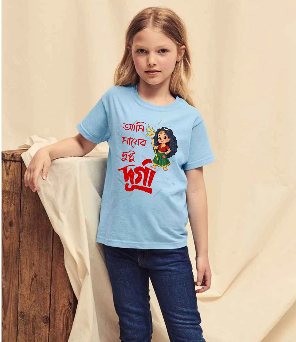 Ami Mayer Dustu Durga Printed Durga puja Kids T shirt