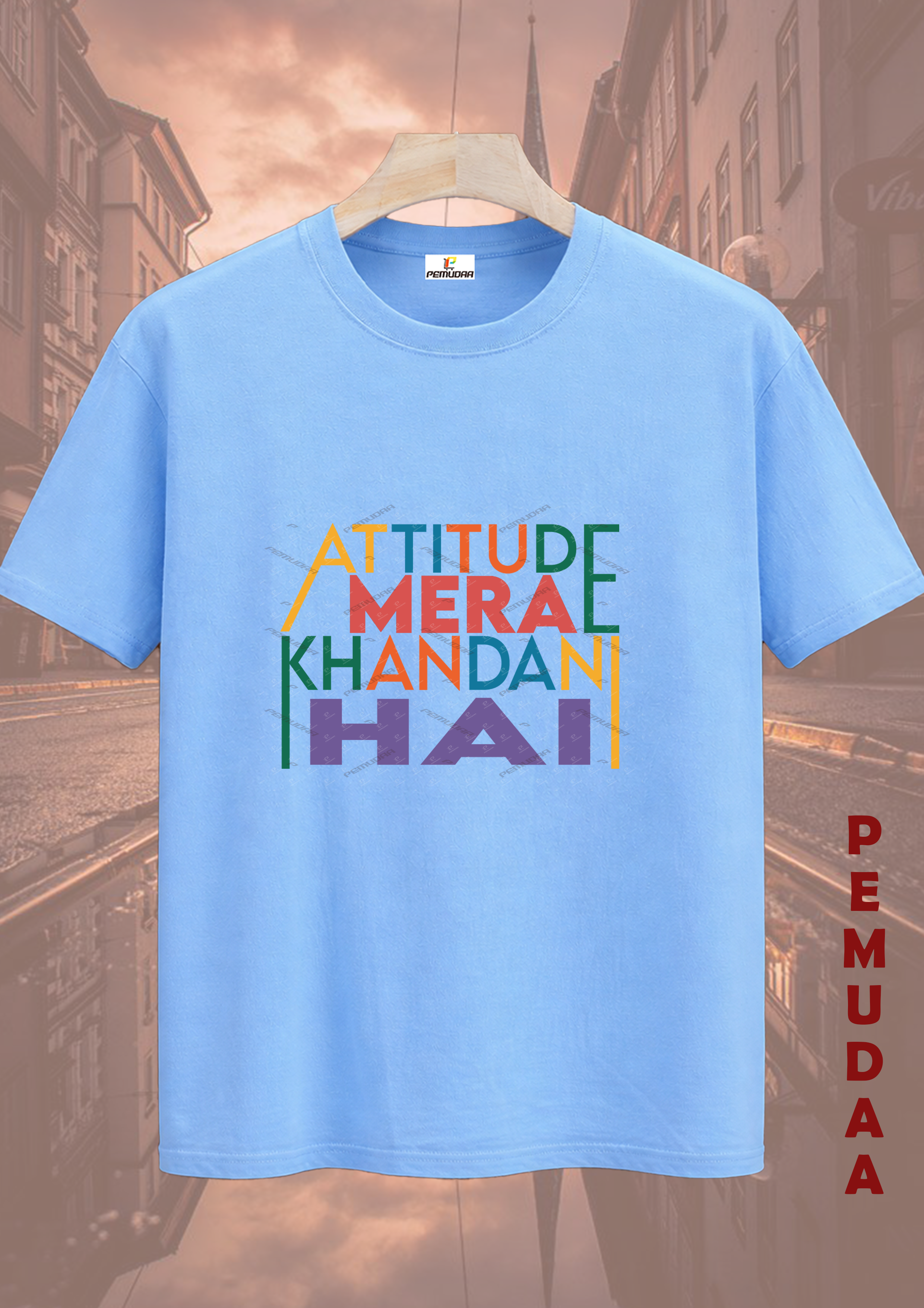 Attitude Mera Khandani Hai Printed cotton T-Shirt