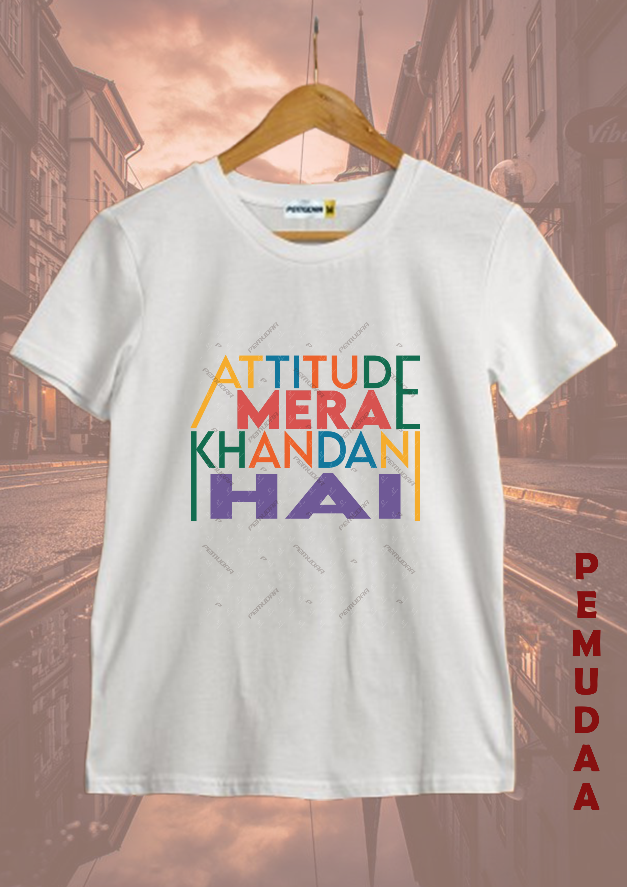 Attitude Mera Khandani Hai Printed cotton T-Shirt
