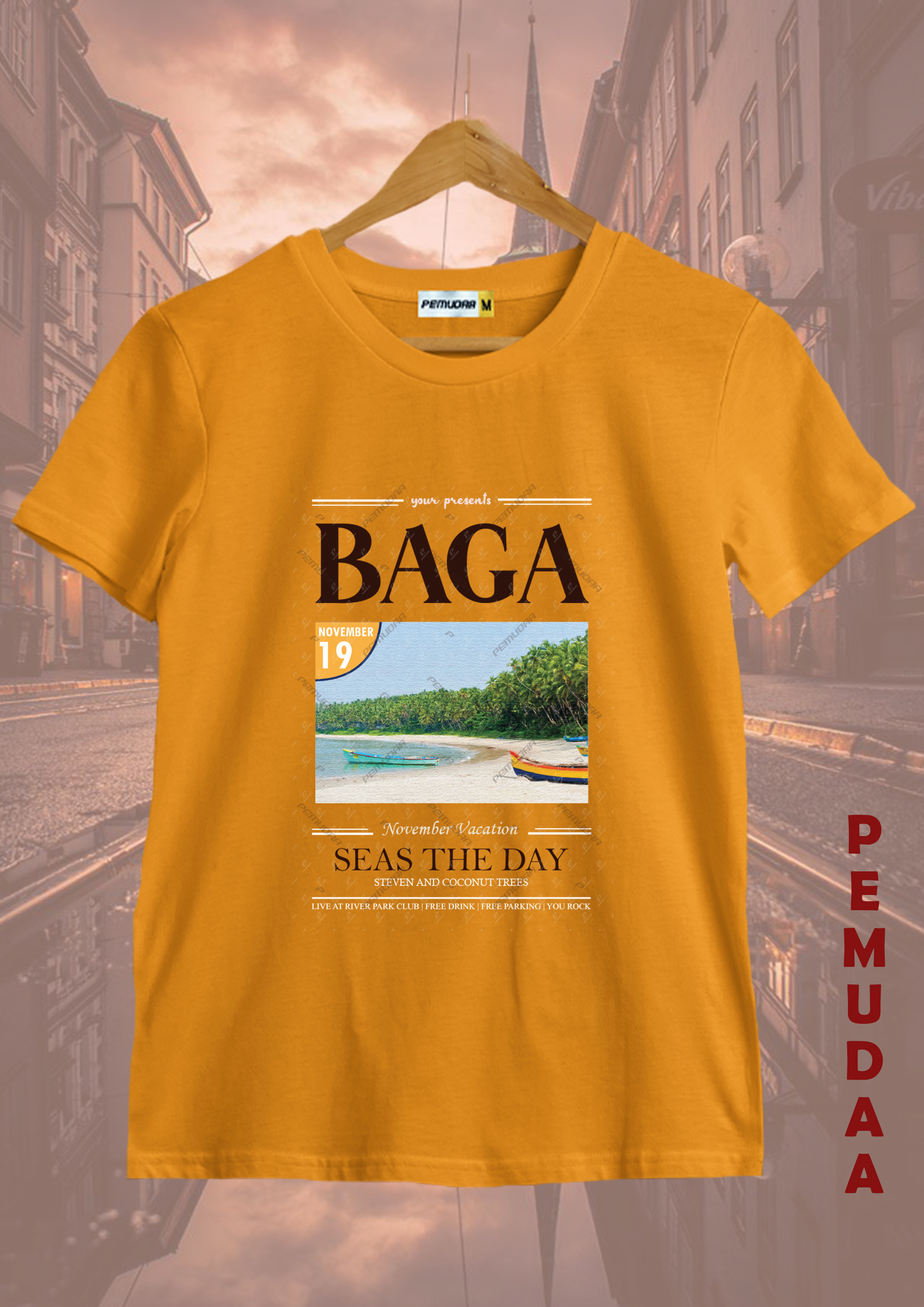 Baga Beach Printed T-Shirt – Goa Travel Graphic Cotton Tee
