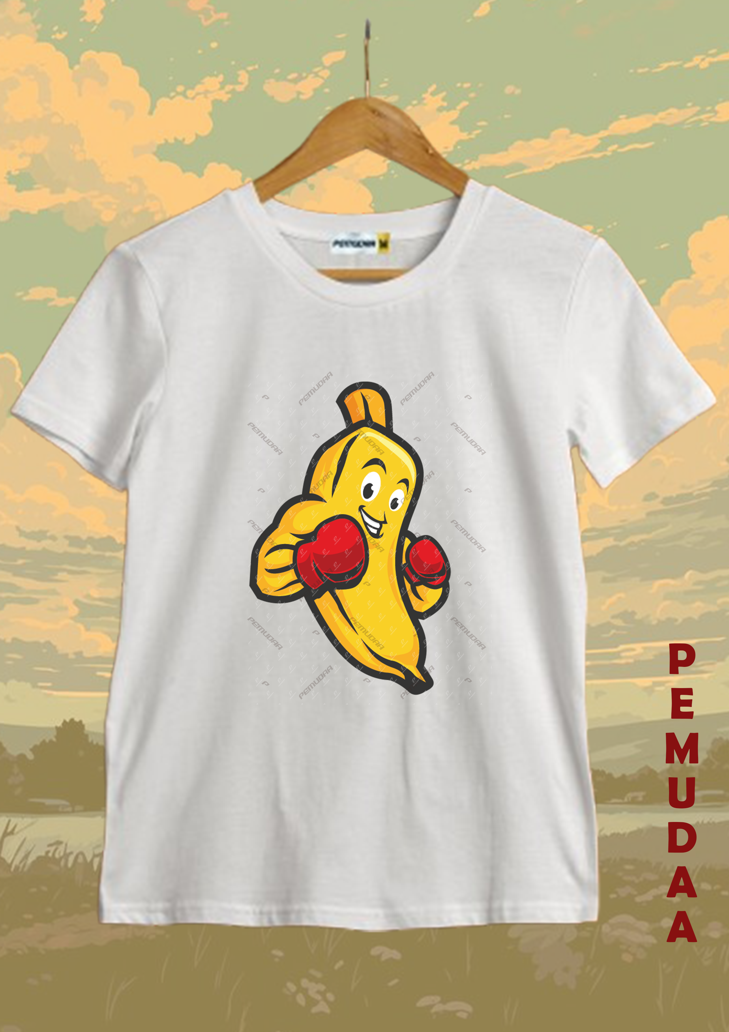 Cartoon Banana Boxer Printed cotton T-Shirt