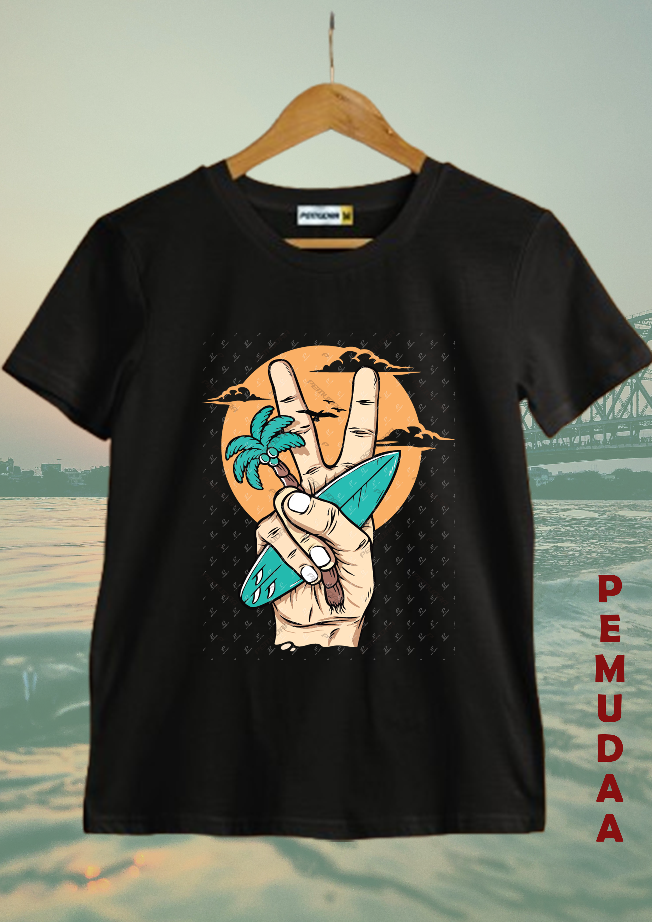 Beach Surf Printed T-Shirt – Summer Surfing Graphic Cotton Tee