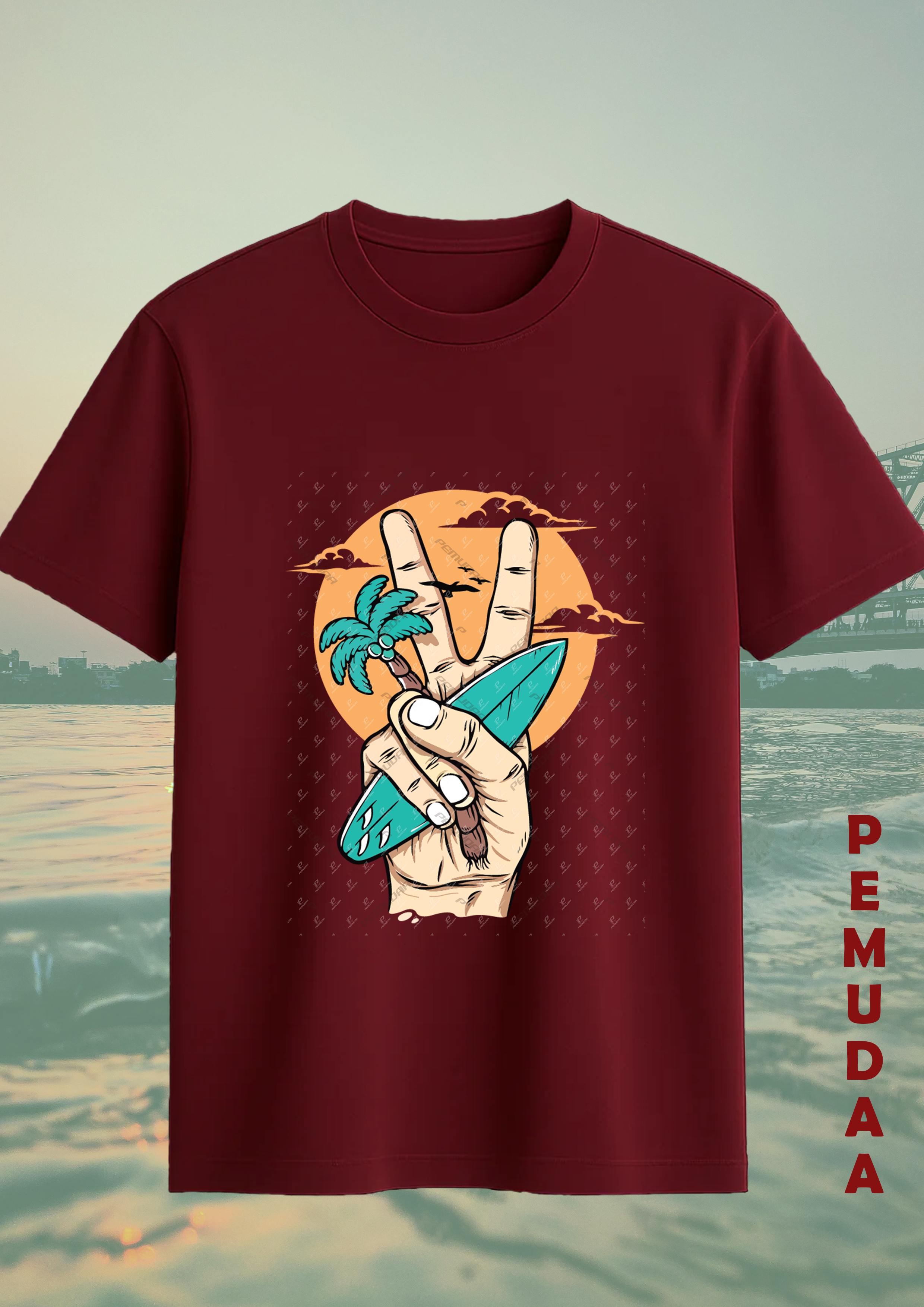 Beach Surf Printed T-Shirt – Summer Surfing Graphic Cotton Tee