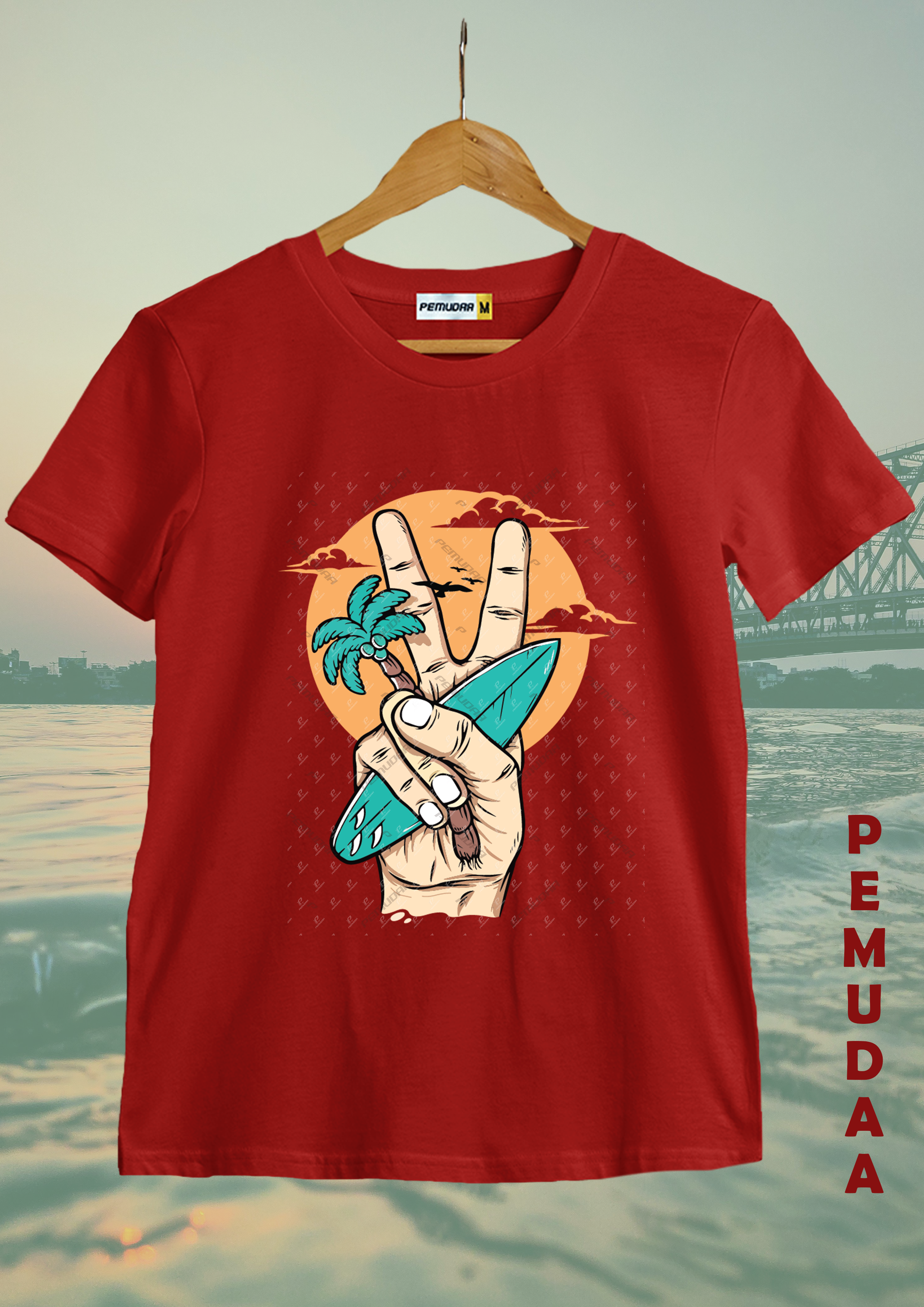Beach Surf Printed T-Shirt – Summer Surfing Graphic Cotton Tee