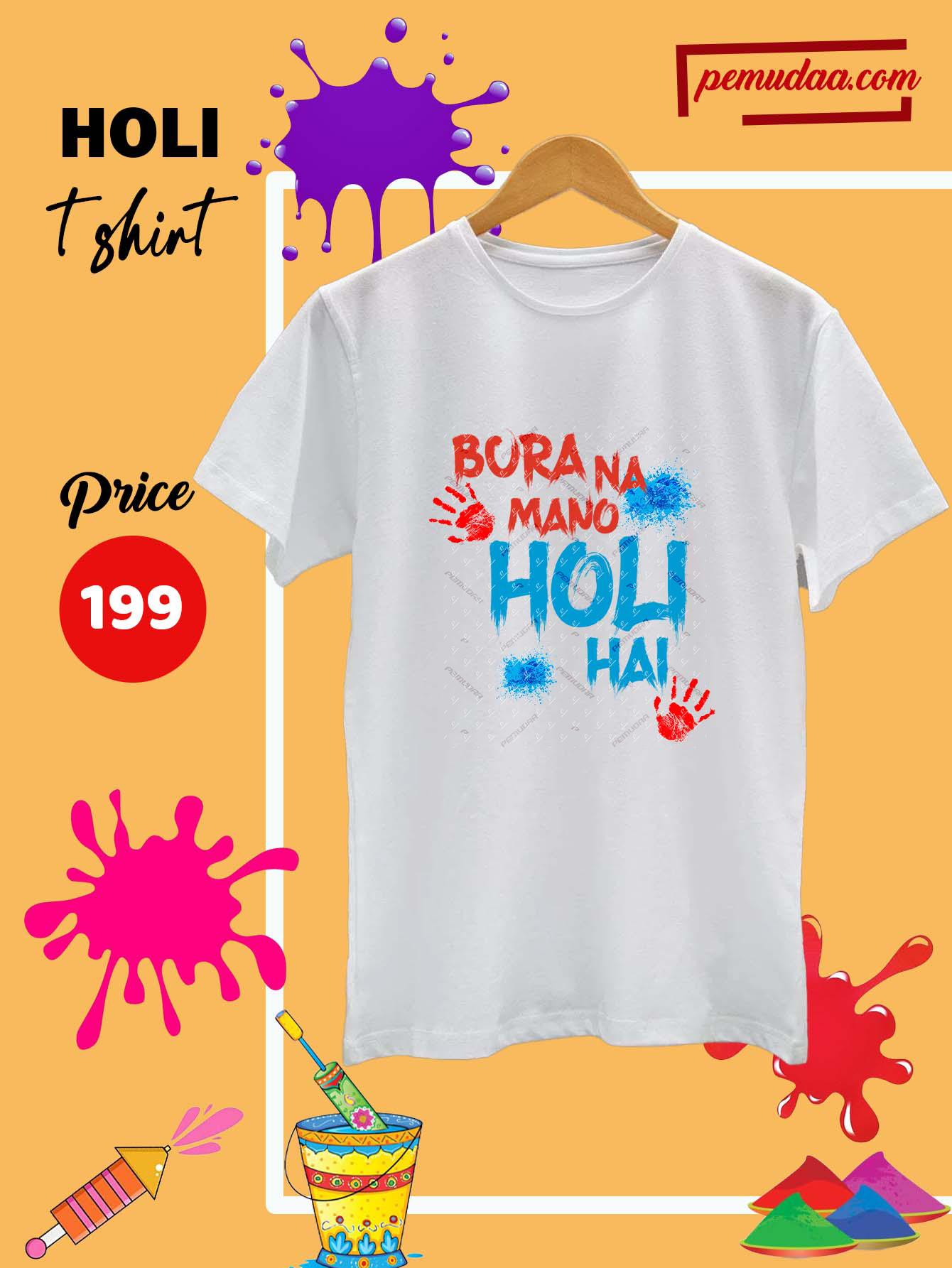 Bura Na Mano Holi Hai Festival T-Shirt | Pemudaa