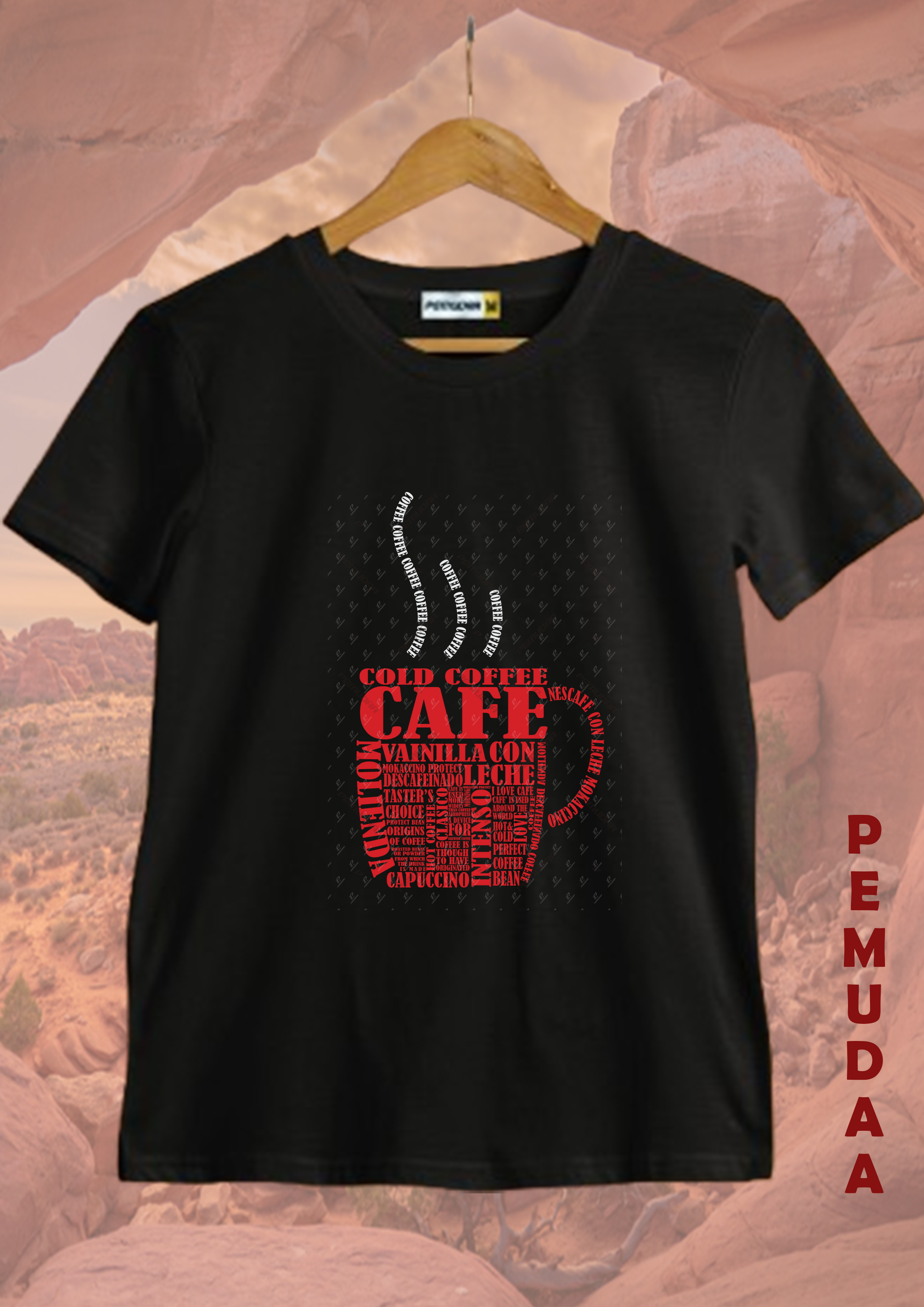 Coffee Mug Typography Cotton Round Neck Printed T Shirt