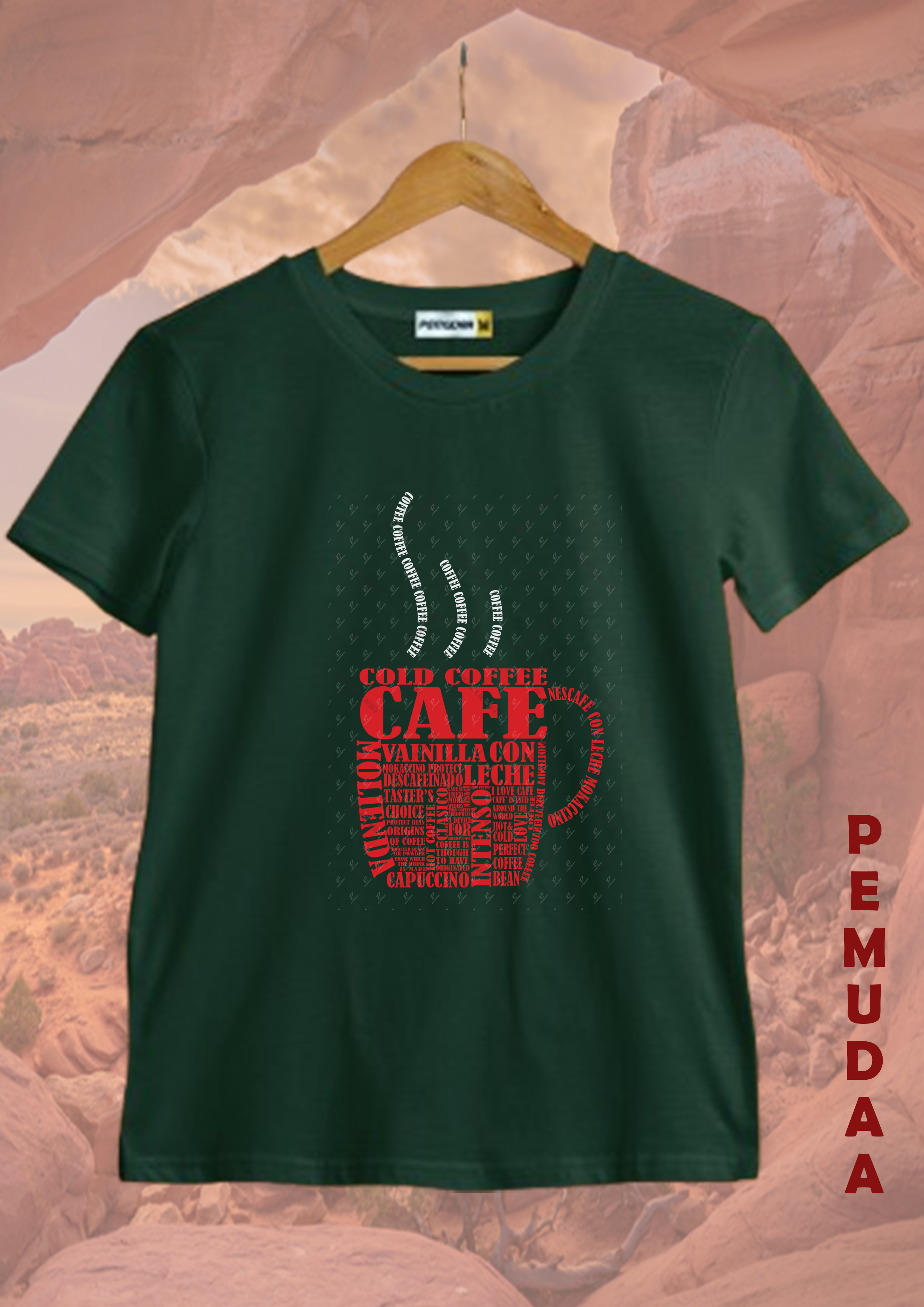 Coffee Mug Typography Cotton Round Neck Printed T Shirt