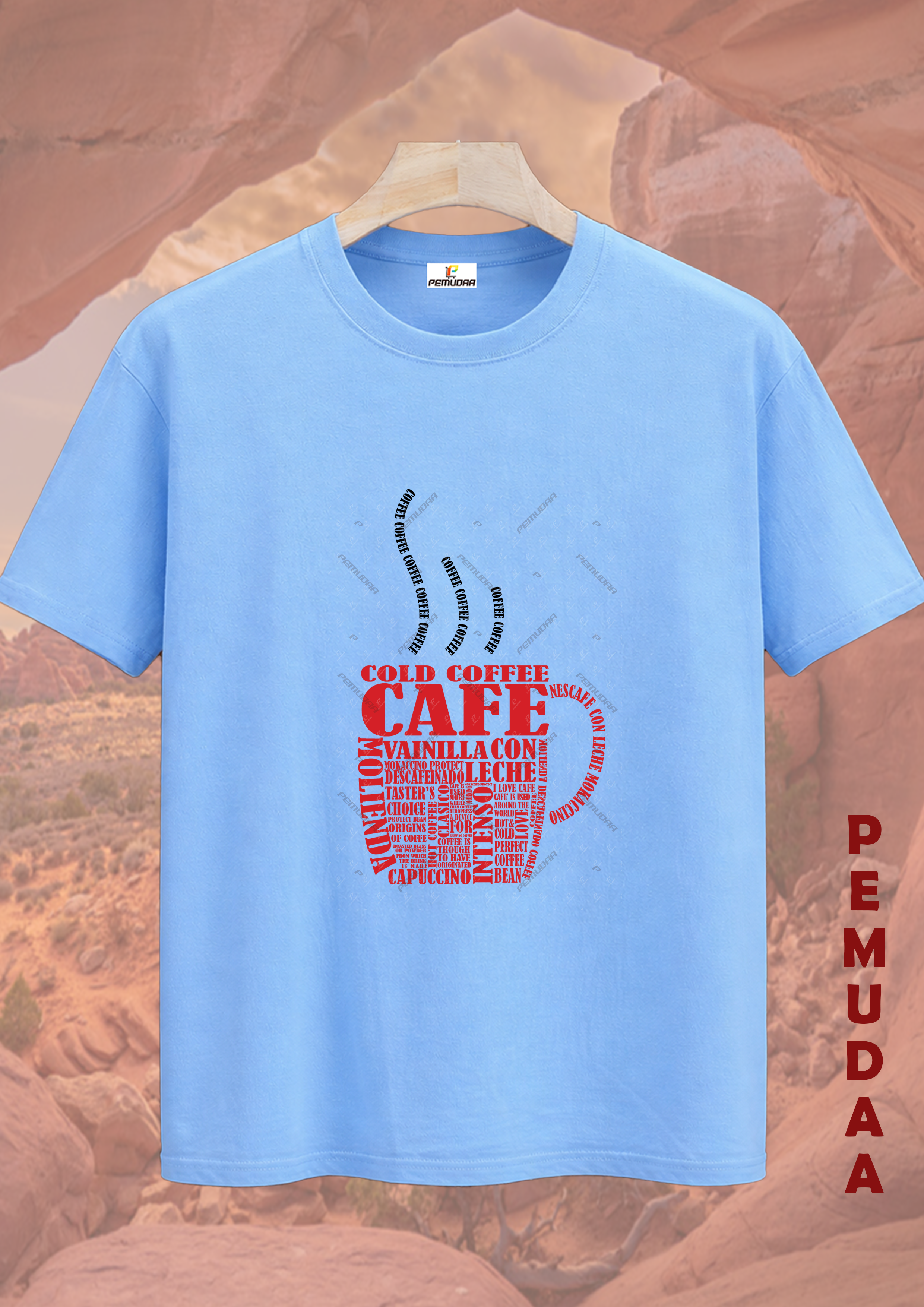 Coffee Mug Typography Cotton Round Neck Printed T Shirt