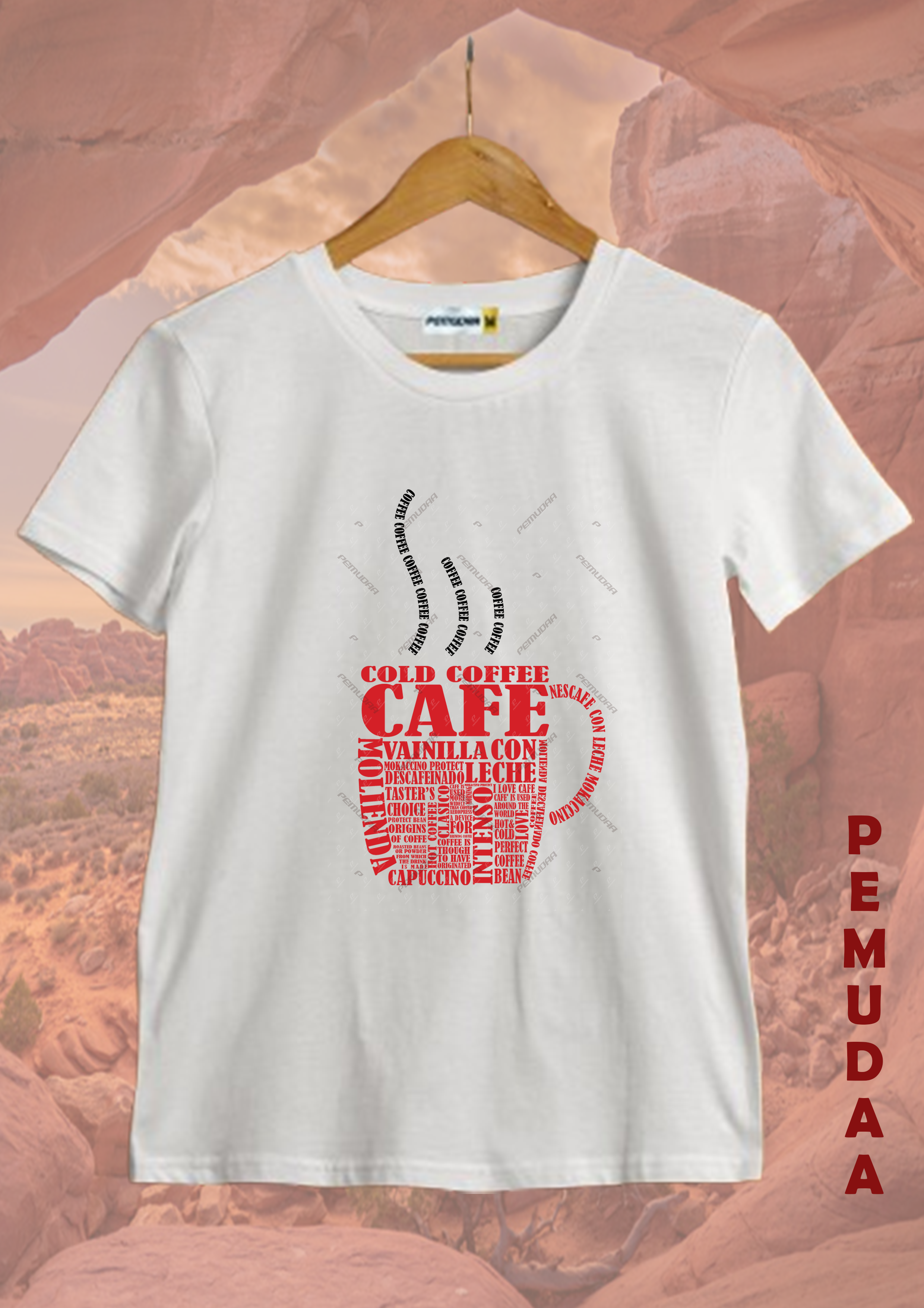 Coffee Mug Typography Cotton Round Neck Printed T Shirt