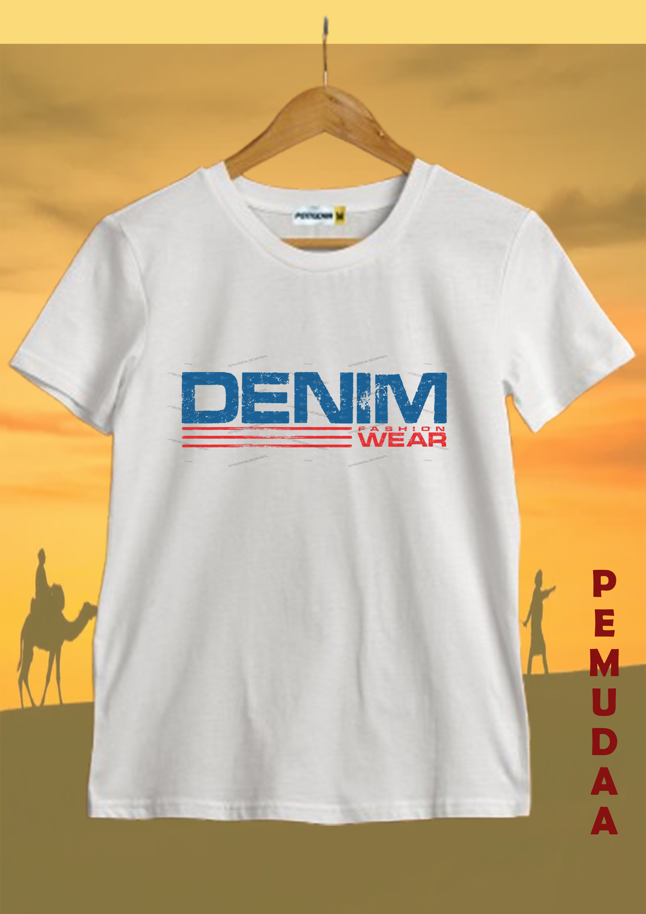 Denim Fashion Wear Printed T-Shirt – Urban Streetwear Cotton Tee