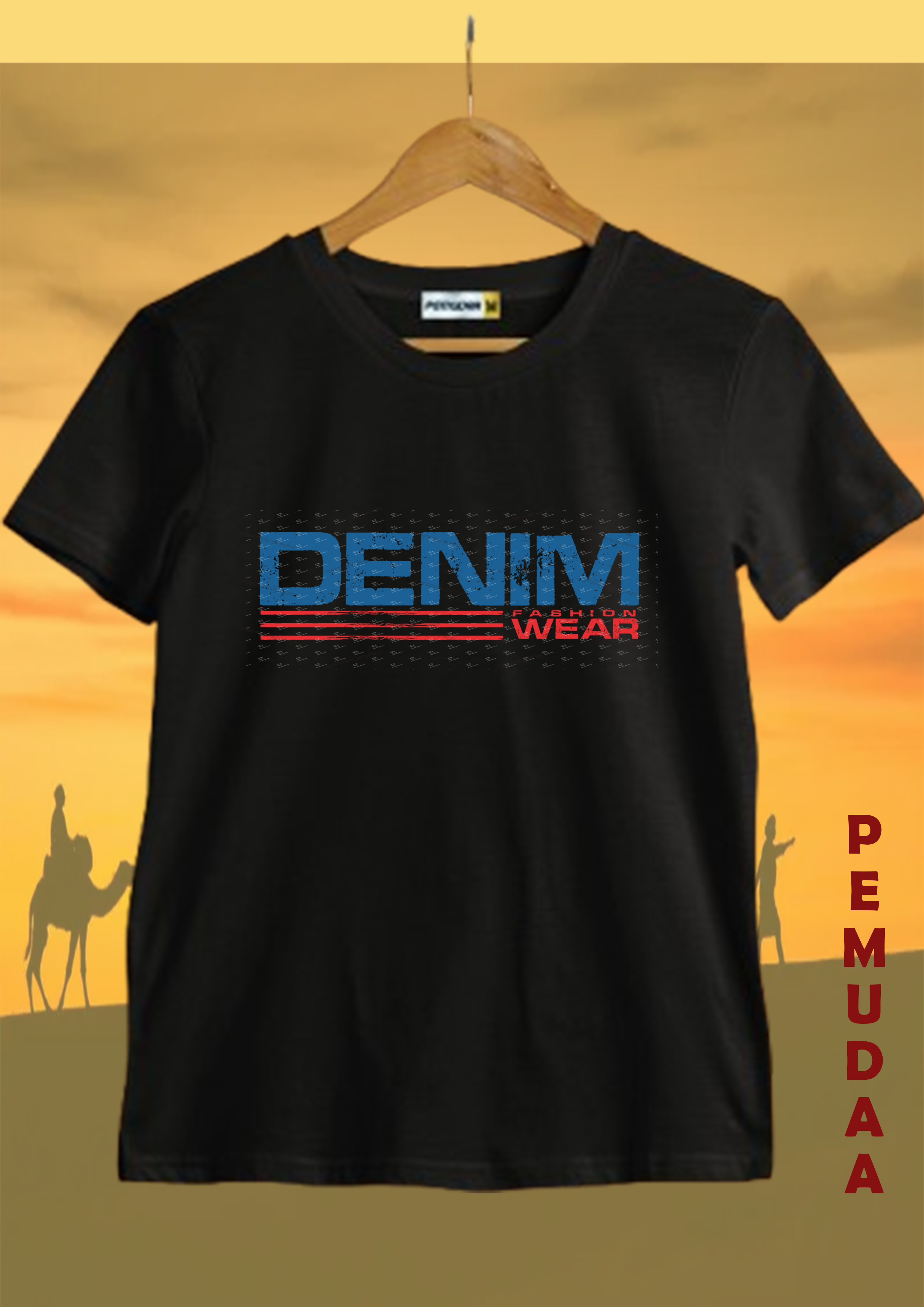 Denim Fashion Wear Printed T-Shirt – Urban Streetwear Cotton Tee