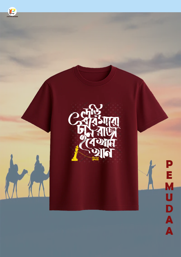 Dari Dhore Maro Tan Typography Printed Bengali T-Shirt