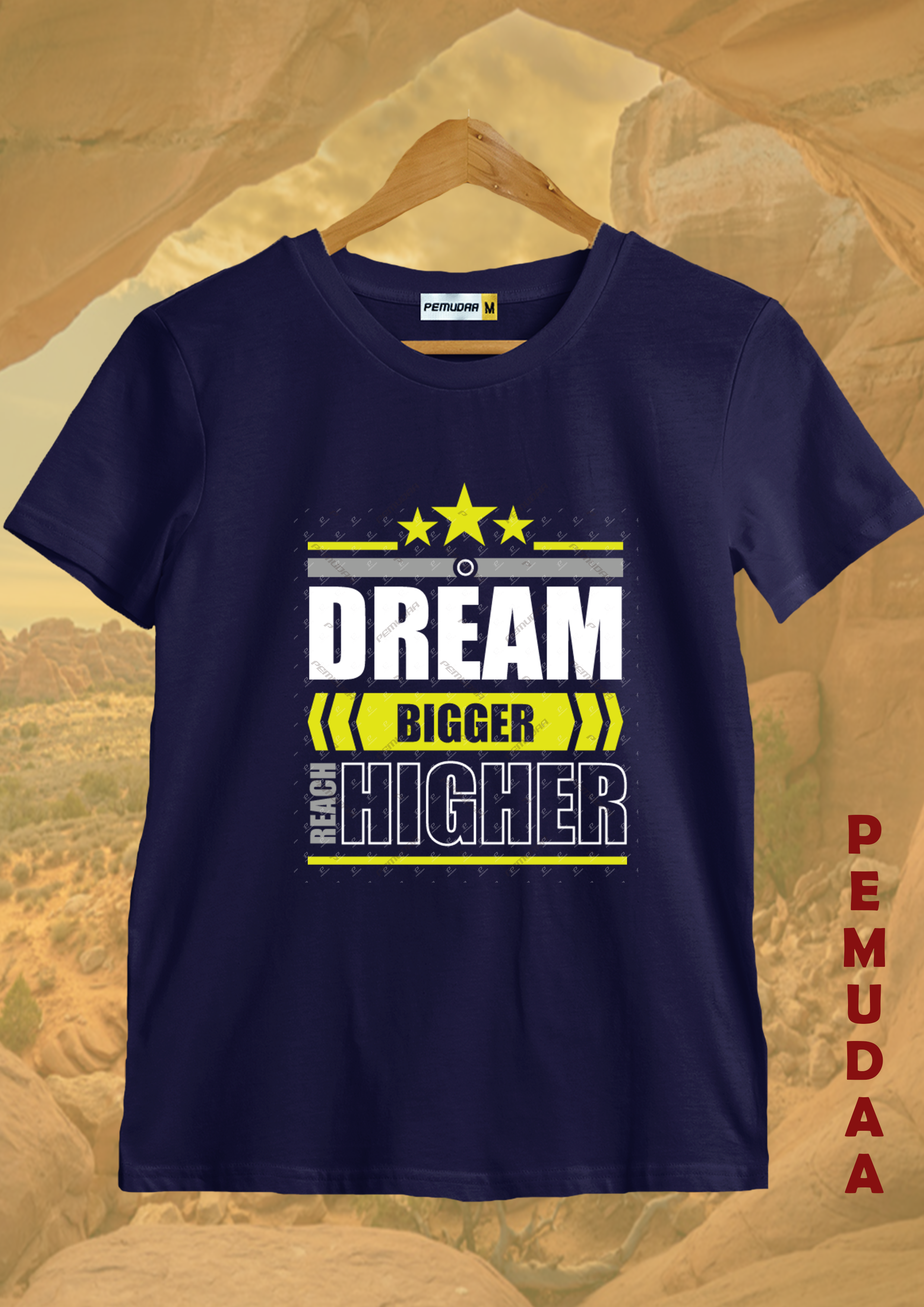 Dream Bigger Reach Higher Printed T-Shirt – Motivational Cotton Tee
