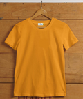 Golden Yellow Plain  Half sleeve Cotton T shirt