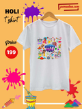 Holi Doodle Bengali Unisex Round Neck cotton T-Shirt | Pemudaa