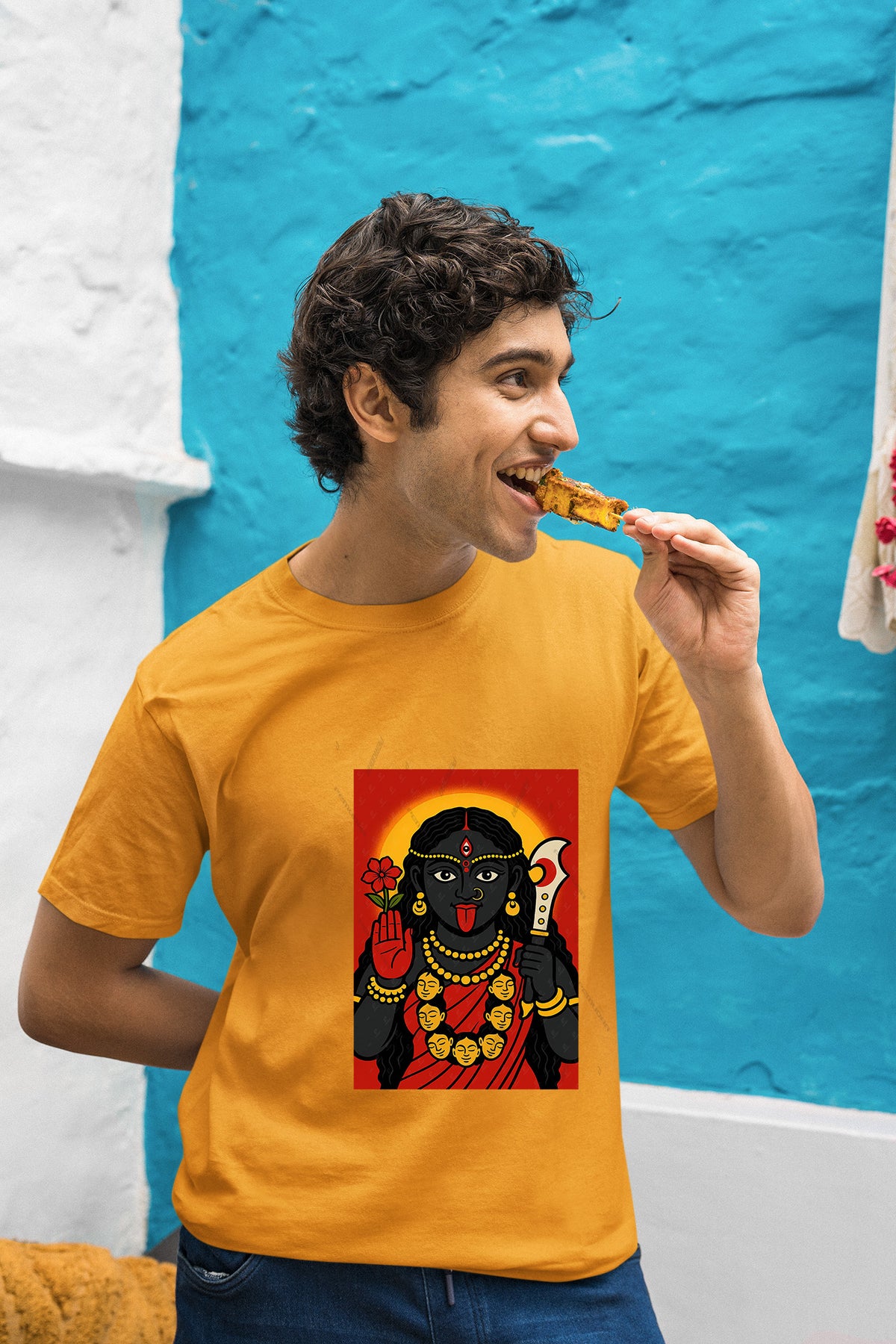 Ma Kali box design half cotton T shirt