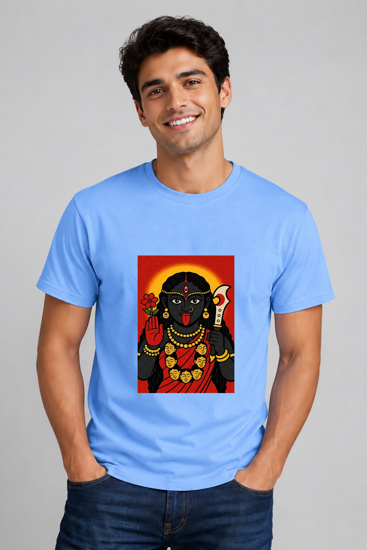 Ma Kali box design half cotton T shirt