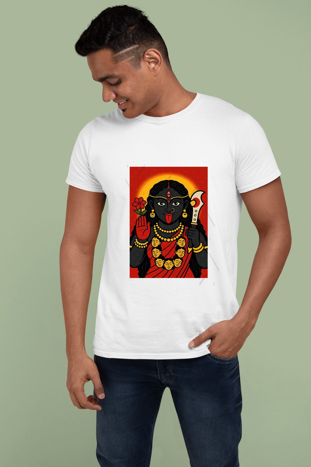 Ma Kali box design half cotton T shirt