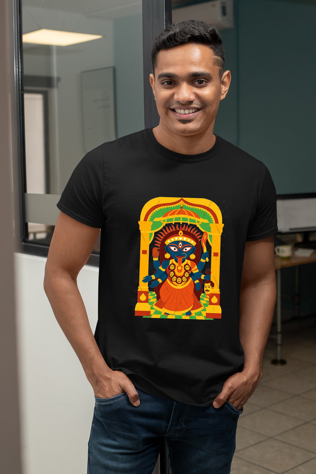 Adi Kali Ma Illustration half cotton T shirt