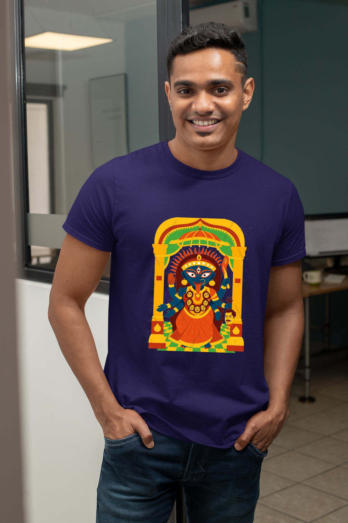 Adi Kali Ma Illustration half cotton T shirt