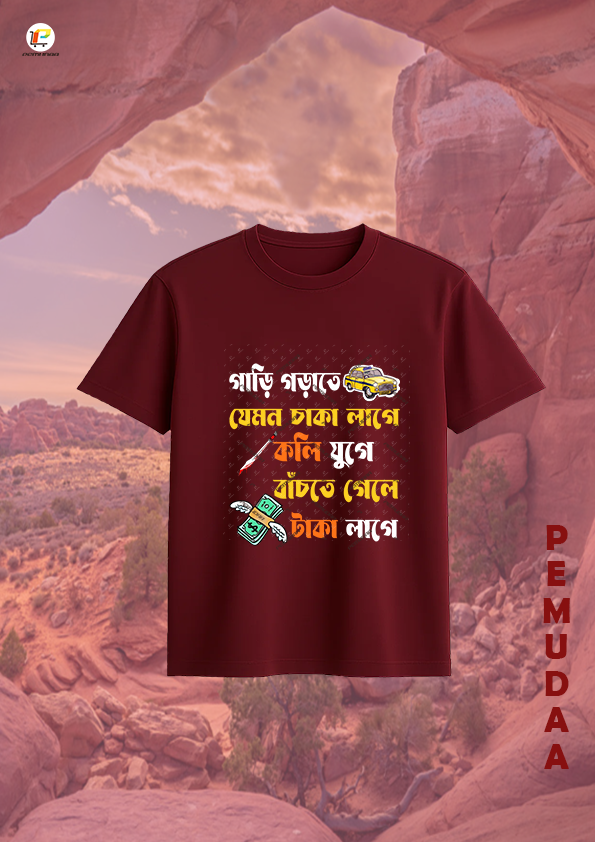 Kali juge bachte gele taka lage Bengali Printed T-Shirt