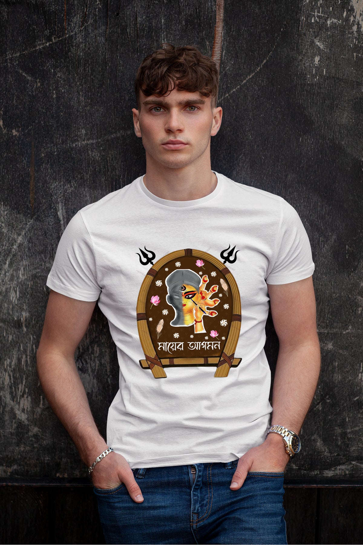 Mayer agomon Durga pojo special Cotton T shirt