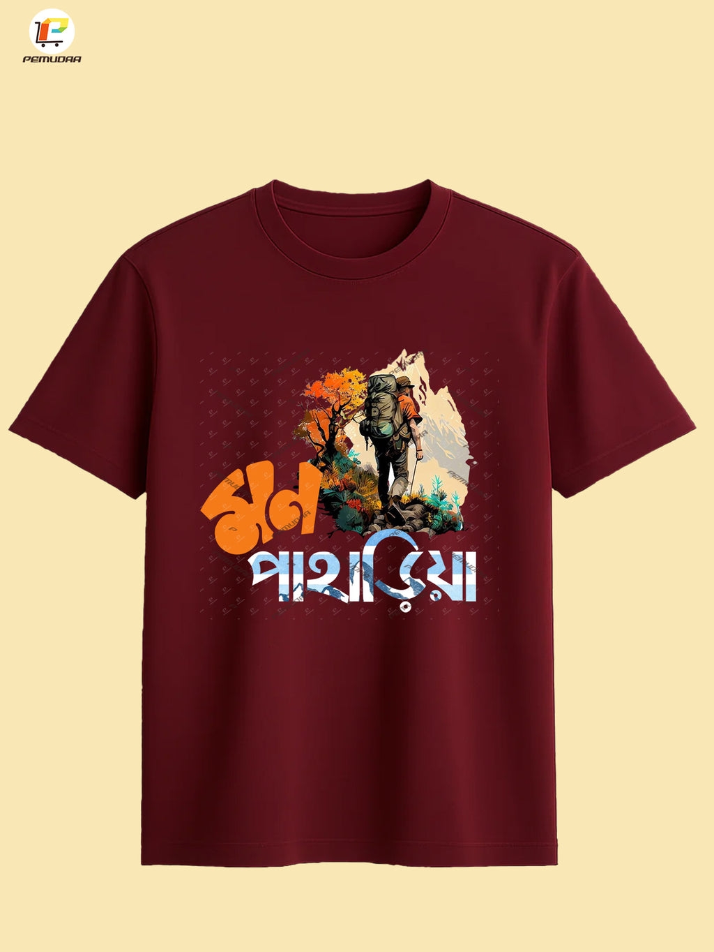Mon Paharia Printed Bengali Travel T-Shirt – Mountain Lover Tee