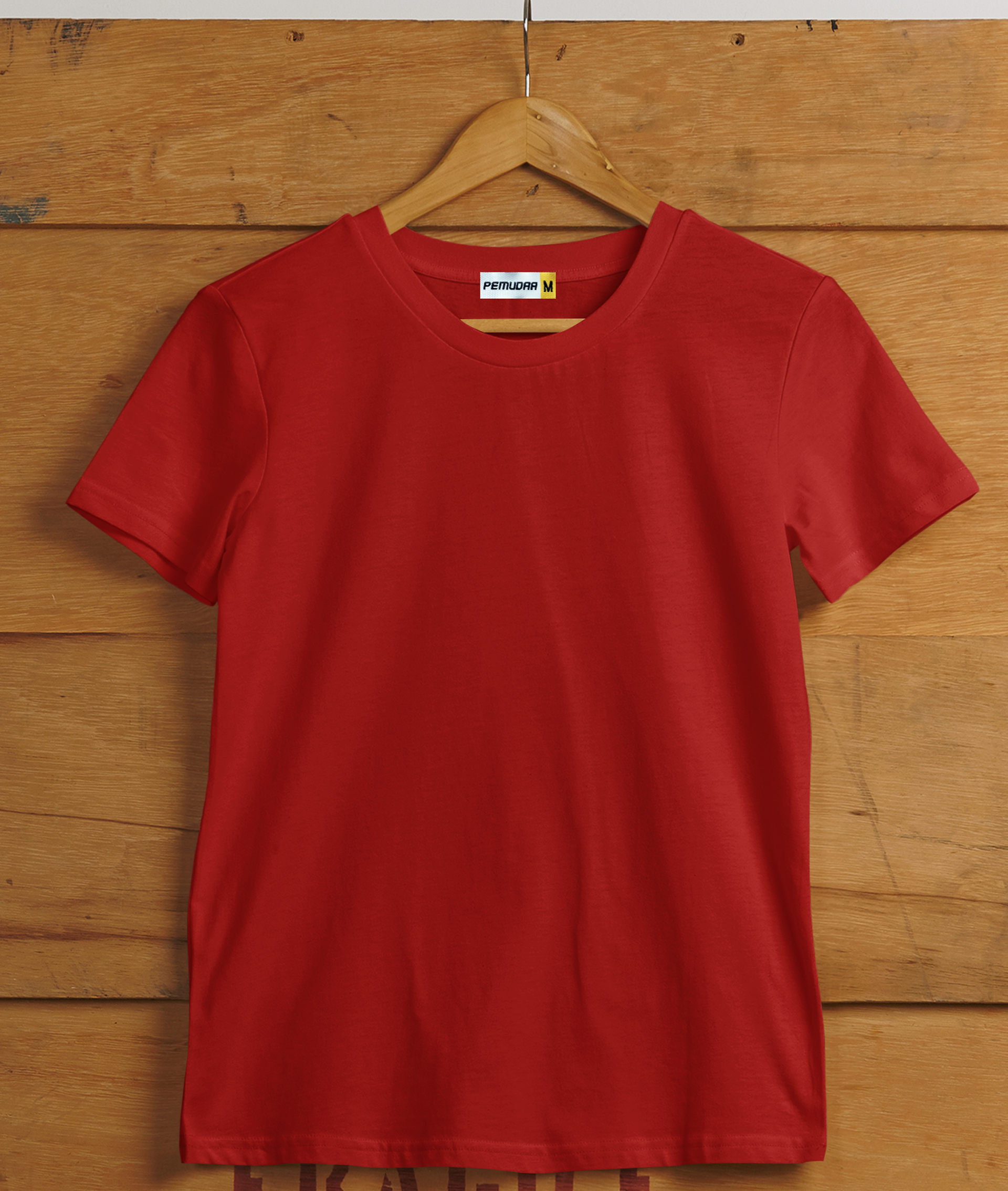 Cherry Red Plain Cotton T shirt