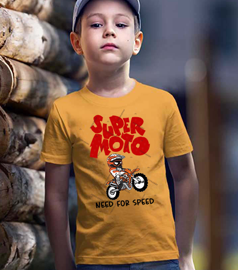Super Moto Kids Printed Cotton T-Shirt – Adventure Bike Graphic Tee