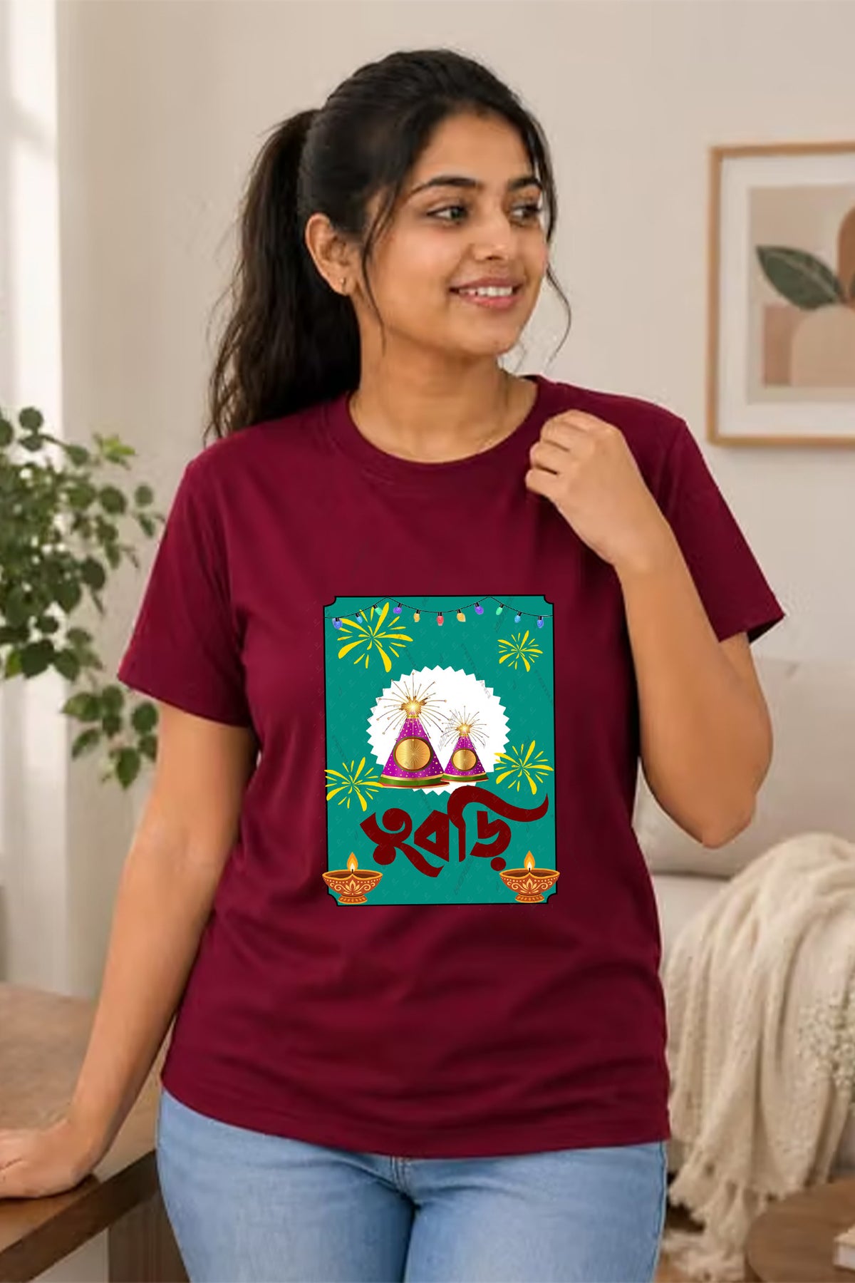 Tubri diwali half sleeve cotton T shirt